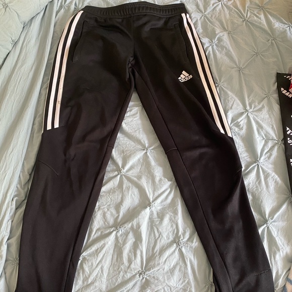 Adidas black 3strip Joggers - Picture 1 of 2